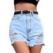 Women's Clothing Style Ins Fashion High Waist Denim Ripped Shorts_ecoleips.com