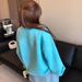 Light Blue Fluffy Round-neck Sweatshirt Women, New Autumn Winter Hot-selling Item With A High-end Feel Embroidery,_ecoleips.com