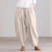 Suitable For All Seasons 2025 Summer Women's Simple Casual Cotton Linen Harem Wide-Leg Pants With Elastic Waist_ecoleips.com
