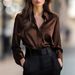 Women's V-Neck Office Blouse – Wrinkle-Resistant Polyester Work Shirt (S-XXL, Black/Burgundy/Navy)_ecoleips.com