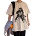 Osaki Nana's Printed Round-Neck Pullover And Casual Loose Short-Sleeved T-Shirt_ecoleips.com