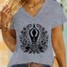 Women's Yoga Floral Shirt Design Graphic Short Sleeve Tee Casual Yoga Lover Gift V-neck Woman T-shirts Yoga Gifts Apparel Tops_ecoleips.com