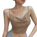 cross-border Foreign Trade European And American Women's Clothing: Casual Off-shoulder Glittery Mini Tank Top,_ecoleips.com