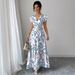 A-line With Floral Print, Beach Hem, Charming Holiday Look, 2025 Party Short-sleeve Fashion, Ruffled Elegant Women's_ecoleips.com