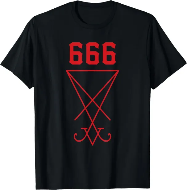 Women's T-Shirts 666 - Satanic Symbol (Sign Of The Devil) T-Shirt_ecoleips.com