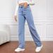 New Cross-Border European And American Women's Jeans High Waist Slim Straight Denim Pants Hot Sale_ecoleips.com