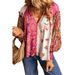 Aria Basics Aria Basics European And American Best-Selling Fashion Floral Print Shirt Women, 2025 Autumn New Style, Contrast Color V-Neck Long_ecoleips.com