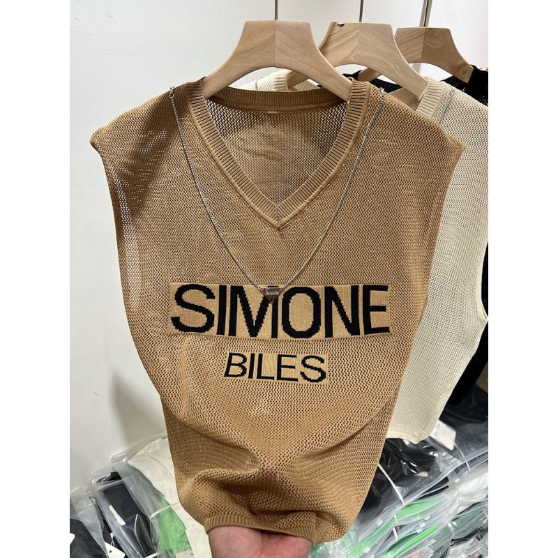 Women's Clothing Cool Refreshing Knitted Short Sleeve Top For Petite Figures Casual Versatile Stylish Cropped Sweater With Lettering New Arrival_ecoleips.com