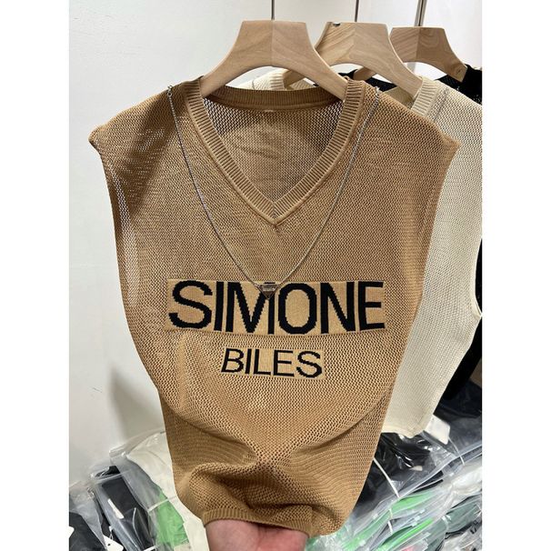 Women's Clothing Cool Refreshing Knitted Short Sleeve Top For Petite Figures Casual Versatile Stylish Cropped Sweater With Lettering New Arrival_ecoleips.com