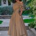New Spring And Summer European And American Women's Clothing Shoulder Lace-up Waisted Slim-fit Mid-length Dress_ecoleips.com