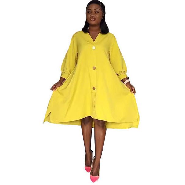 Women's Clothing Solid Color Short Front And Long Back Irregular Medium Length Lantern Sleeve Dress_ecoleips.com
