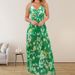 Women Bohemian Maxi Dress Lightweight Chiffon Fabric With Spaghetti Straps & Vibrant Multi‑Color Print_ecoleips.com