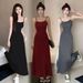 2025 Summer Spicy Girl Elastic Strap Women Sleeveless Off-Shoulder Waist Slimming One-Shoulder Base Long Dress_ecoleips.com