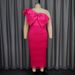 Women’s Clothing solid color hip fringe skirt party banquet oblique collar big bow dress dress_ecoleips.com