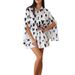 Women's clothing Trade Casual Love Print Elegant Lapel Slit Long Sleeve Suit Pants_ecoleips.com