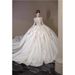 Vintage Long Sleeve Wedding Dress For Bride – Lace A-Line Ball Gown With Cathedral Train, High Waist Princess Sleeves, Winter Elegant Bridal Gown_ecoleips.com