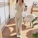 Men's & Women's Ribbed Knit Tracksuit Set - Slim Fit Zip-Up Jacket & Solid Pants, Casual Lounge Two-Piece Outfit (Grey/Black/Burgundy, S-XXL)_ecoleips.com