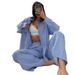 Women's Clothing Fashionable Casual Striped Shirt And Trousers Two Piece Set For Women Loose Fit Style For Formal & Casual For Women_ecoleips.com