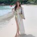 Plus Size Women's Swimsuit Two Piece Four Piece Set Long Sleeved Long Dress Bikini Sexy For Slightly Chubby Girls Concealing Flaws Hot Spring Swimsuit_ecoleips.com