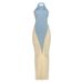 Summer New Women's Elegant Sexy Halter Neck Backless Dress Style Color Blocking Slim Bodycon Clothing_ecoleips.com
