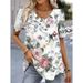 Summer V-Neck T-Shirt Fashion Women Short Sleeves 3D Printed Top Tee Casual Loose Black White Fashion Streetwear Female Pullover_ecoleips.com