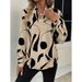 Aria Basics Aria Basics In-stock European And American Cross-border Foreign Trade Women's Printed Notched Collar Casual Long-sleeve_ecoleips.com