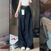Women's Clothing Dark Blue High-Waisted Wide Leg Denim Trousers Loose Fit Straight Leg Floor Length Pear Shape American Style Jeans_ecoleips.com