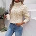 Aria Basics Aria Basics Fall/Winter 2025 Foreign Trade European And American Fashion Women's Solid Color Cable Knit Long Sleeve High Collar_ecoleips.com