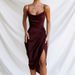 European And American Slim Fit Elegant Strap 2026 Fashion Sexy Export Split Satin Dress_ecoleips.com