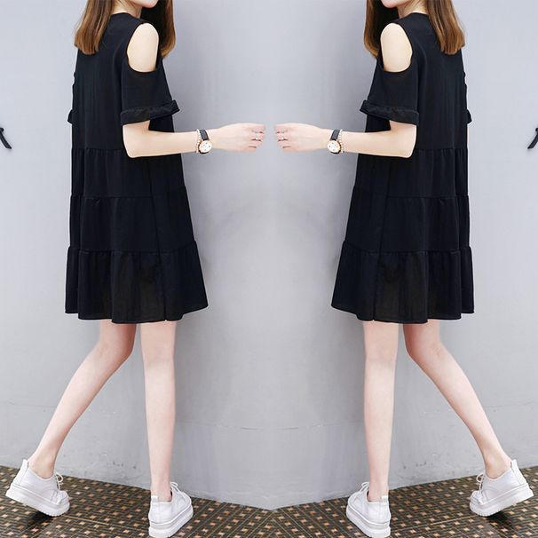 Wholesale New Women's Clothing In Korean Style: Loose-Fitting, Large Sizes; Slimming Design; Off-The-Shoulder, Medium-Le_ecoleips.com