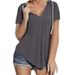 Women's Clothing Large Size Women's Spring And Summer New V Neck Sports Loose Short Sleeved T Shirt_ecoleips.com