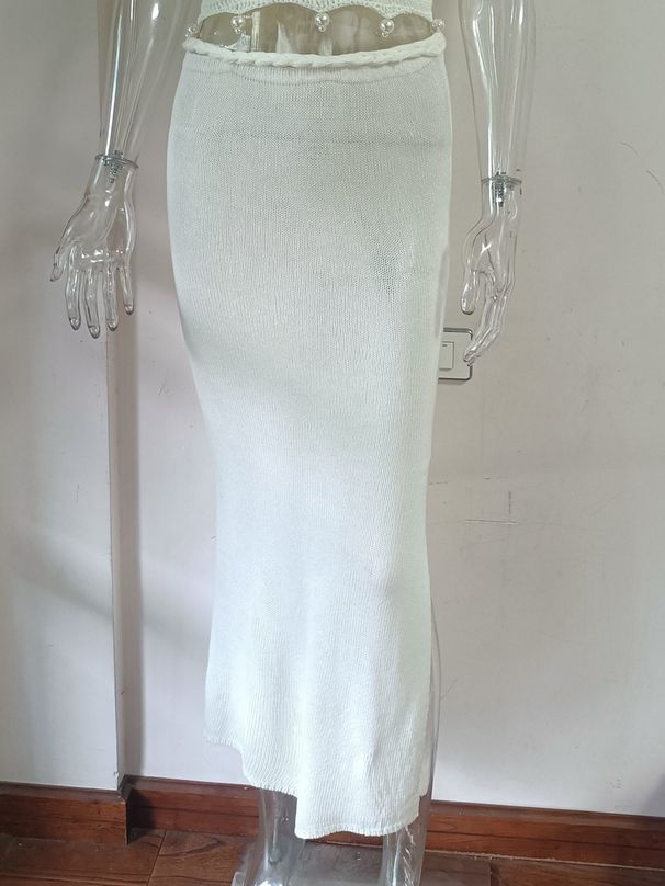 Summer Handmade Crochet Lace Top & Skirt Set - Boho Chic White Outfit For Women, S/M/L"_ecoleips.com