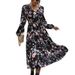 Women's Casual Long‑Length Dress Elegant V‑Neck With Romantic Floral Print For Daily And Holiday Wear_ecoleips.com