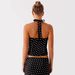 Summer Polka Dot Fashion High Waist Long Dress Two Piece Set For Women Sexy Backless V Neck Halter Neck Design_ecoleips.com