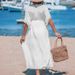 Women's Clothing Summer Bamboo Cotton Tassel Long Dress Female Bikini Cover Up Beach Dress_ecoleips.com