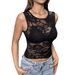 European And American Cross-border 2026 Spring-summer New Elegant Single-layer Lace Braless Slim-fit Tank Top For Women_ecoleips.com