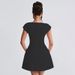 Women's Clothing Fashion Elegant Commuter Short Sleeve Square Neck Vest A-Line Mini Dress Summer New Style_ecoleips.com