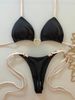 "Heart-Shaped Bikini Set – Low Waist Tie-Up Three-Piece Swimsuit In Solid Colors_ecoleips.com