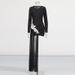Women's Clothing Spring Round Neck Long Sleeve Black Diamond Flower Mopping Tassel Solid Color Dress_ecoleips.com