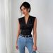 European And American Cross-border Independent Site 2026 Summer New Women's V-neck Sleeveless Top With Shiny_ecoleips.com