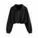 Women's Fashion Casual Sports Half Zipper Lapel Plastic Waist Long Sleeve Sweater Top Jacket Women's Winter_ecoleips.com