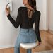 "Lace-Trimmed Backless Bodysuit – V-Neck Long Sleeve With Puff Sleeves (S-XL) | Stretch Mesh & High-Waisted Elegance"_ecoleips.com