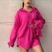 Women's Clothing Women's Wear Wrinkled Lathers Long Sleeve Shirt High Waist Fashion Shorts Fashion Casual Two Pieces_ecoleips.com