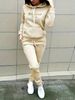 Women's European American Style Autumn Winter Hooded Sweatshirt Casual Letter Print Fleece Lined Thickened Set_ecoleips.com