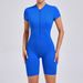 Women's Backless Yoga Jumpsuit Dance Fitness Sports Tight Short Sleeve Zipper European American Style 80-150 Size_ecoleips.com