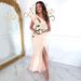 Women's Clothing Slit Solid Color Hollow Long Skirt Dress Evening Dress_ecoleips.com