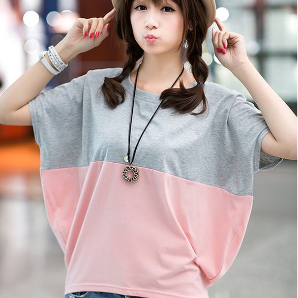 Top Summer Korean Plus Size Women's Loose Batman Student Women's Short Sleeve T-Shirt Summer Dress_ecoleips.com