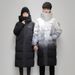 Unisex Gradient Long Down Jacket With Hood - 550fp White Duck Feather, Windproof & Warm Winter Coat For Men And Women (Black/White, S-3xl)_ecoleips.com