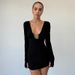 Women's Elegant Solid Color Dress with Long Sleeves And Butterfly Hollow Design European American Style Slim Fit Sexy Fashion High End_ecoleips.com