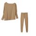 2025 Solid Color Fashion Casual Lace-Up Off-Shoulder Sports Pants Long Set For Women_ecoleips.com